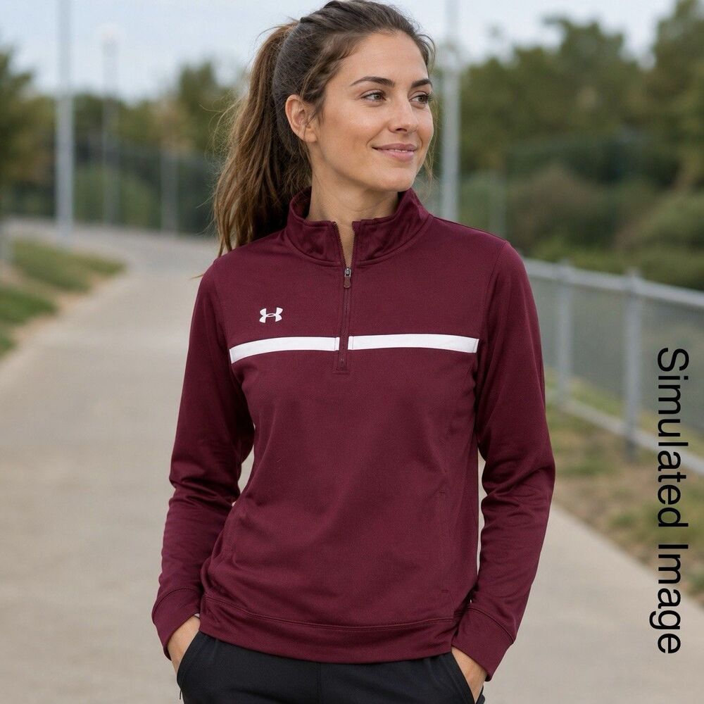 Under Armour Womens Medium Burgundy Quarter Zip Pullover Loose Fit UA